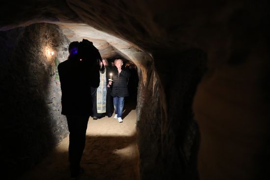 Russian President Vladimir Putin visits Pskov-Caves Monastery