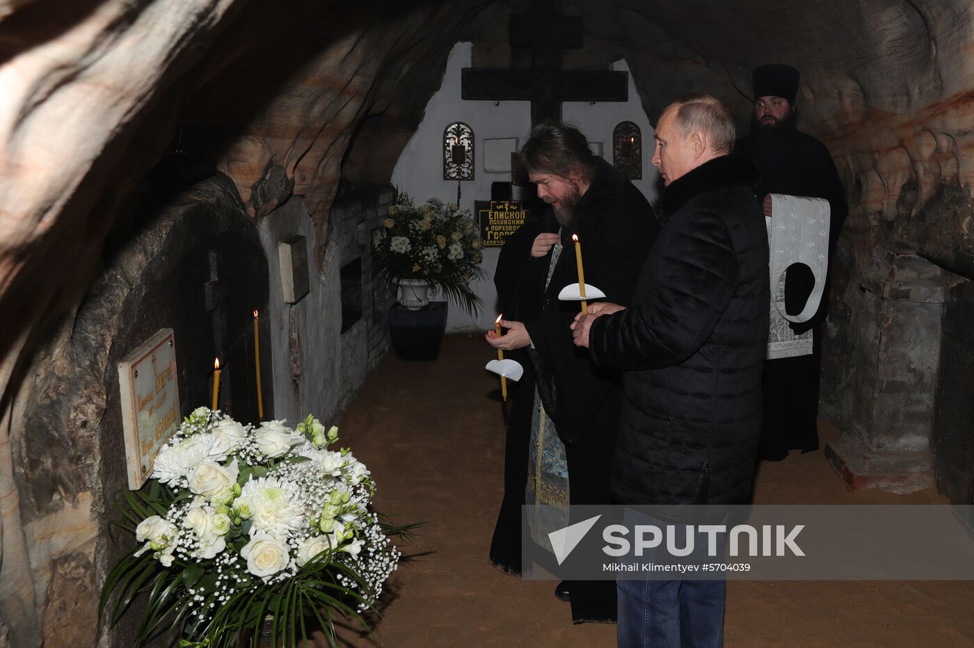 Russian President Vladimir Putin visits Pskov-Caves Monastery