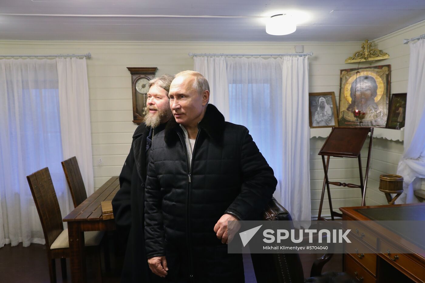 Russian President Vladimir Putin visits Pskov-Caves Monastery