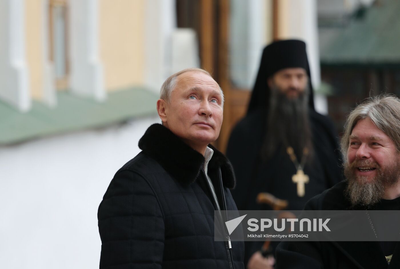 Russian President Vladimir Putin visits Pskov-Caves Monastery