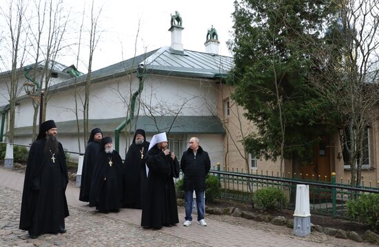 Russian President Vladimir Putin visits Pskov-Caves Monastery