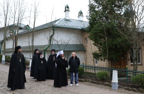 Russian President Vladimir Putin visits Pskov-Caves Monastery