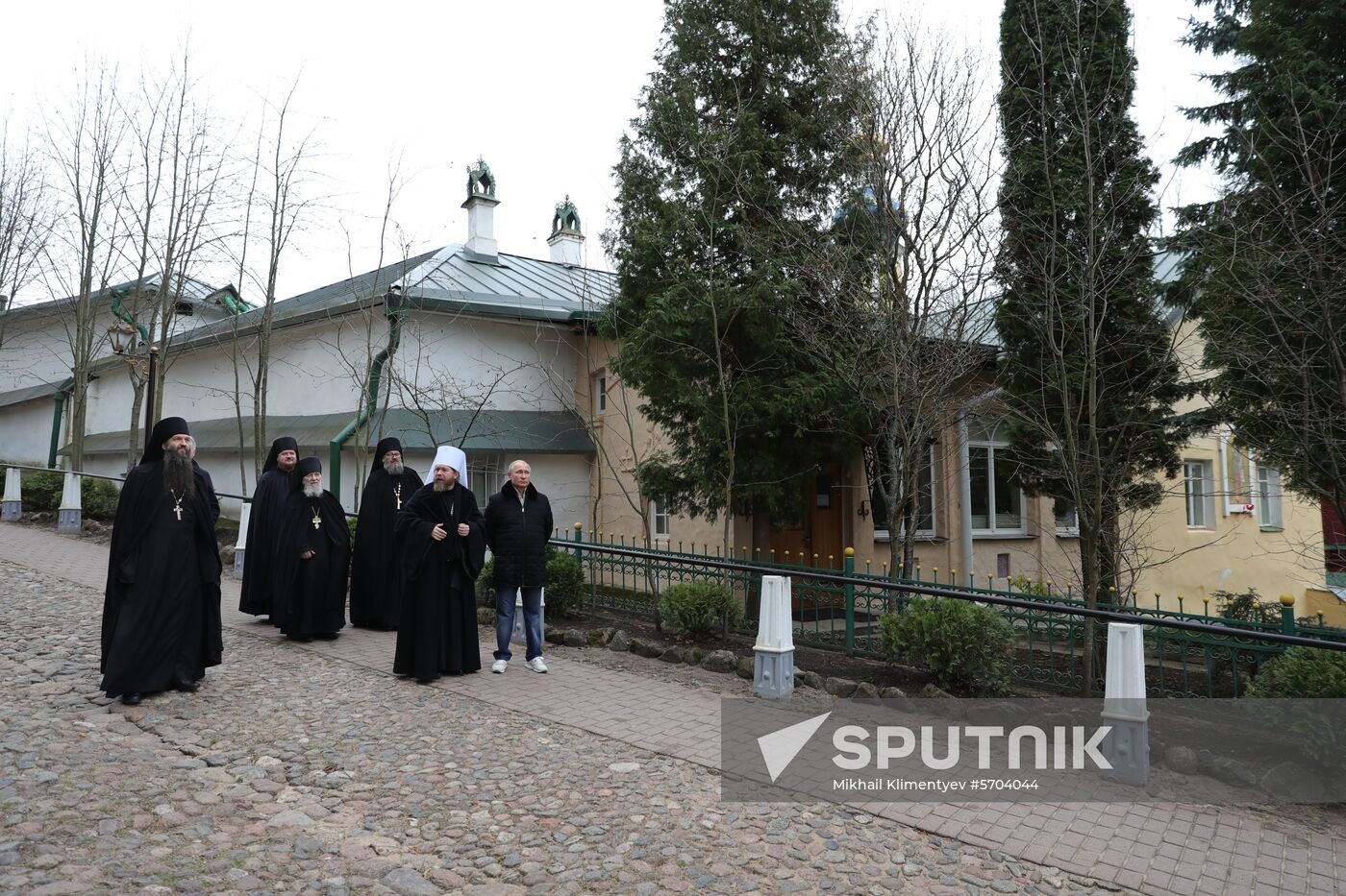 Russian President Vladimir Putin visits Pskov-Caves Monastery