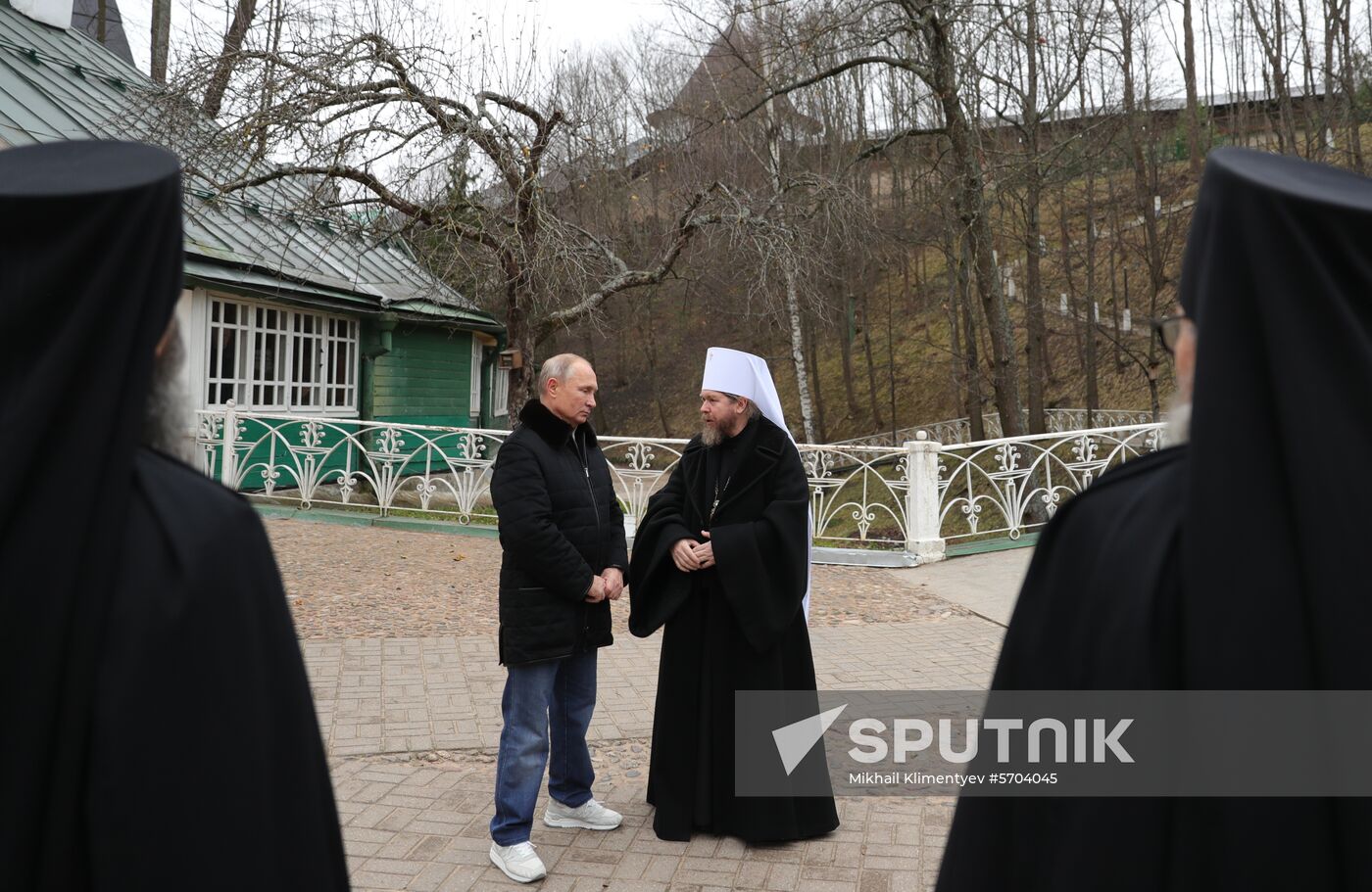 Russian President Vladimir Putin visits Pskov-Caves Monastery