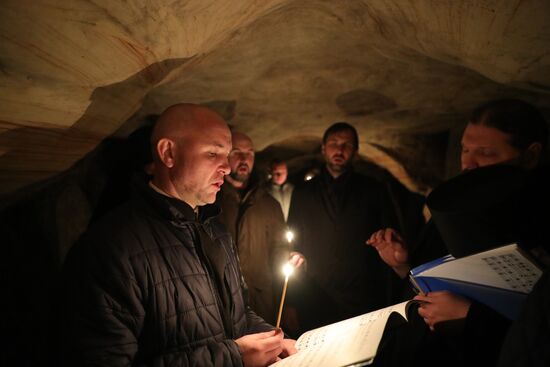 Russian President Vladimir Putin visits Pskov-Caves Monastery