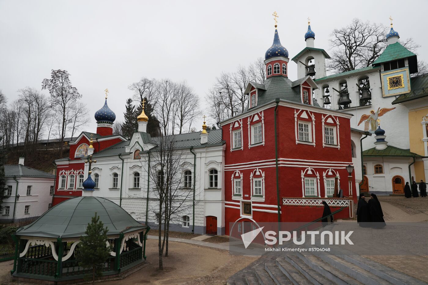 Russian President Vladimir Putin visits Pskov-Caves Monastery