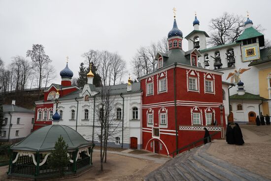 Russian President Vladimir Putin visits Pskov-Caves Monastery