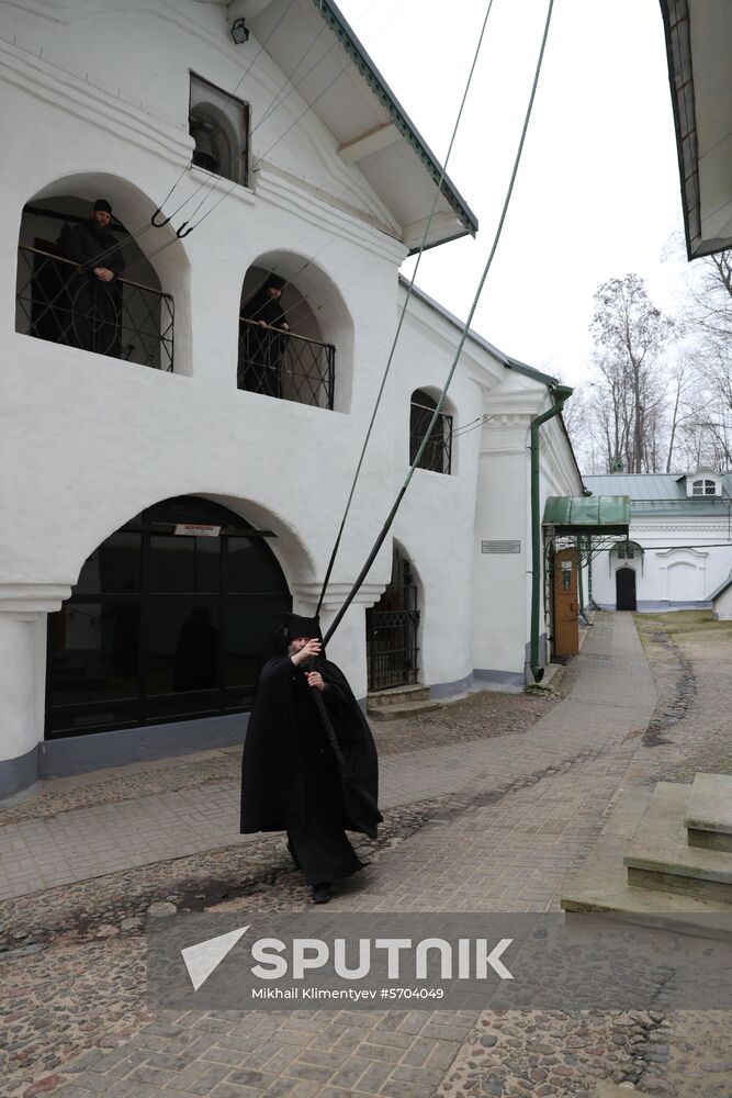 Russian President Vladimir Putin visits Pskov-Caves Monastery