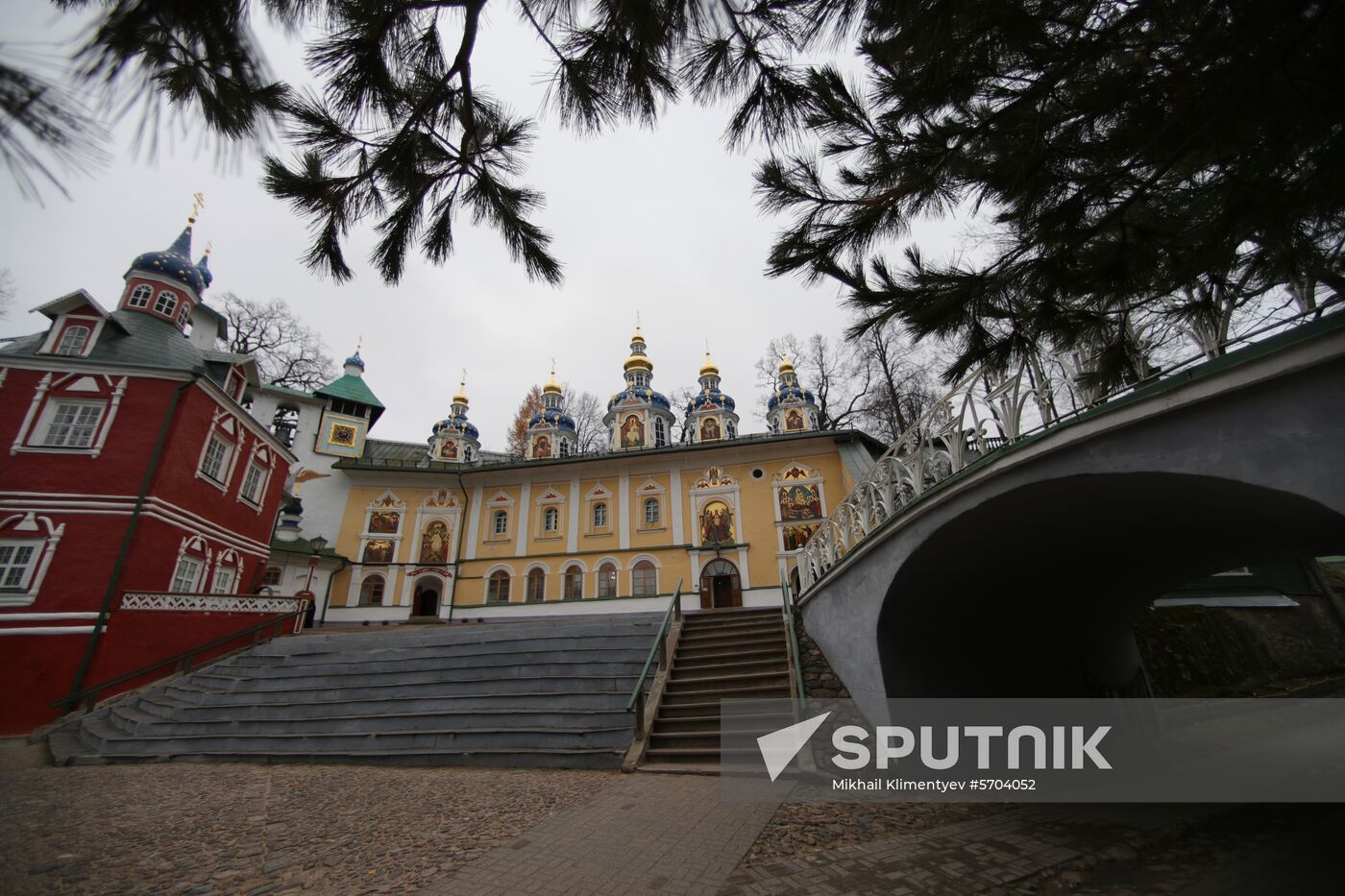 Russian President Vladimir Putin visits Pskov-Caves Monastery