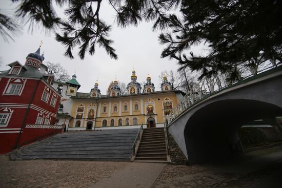 Russian President Vladimir Putin visits Pskov-Caves Monastery