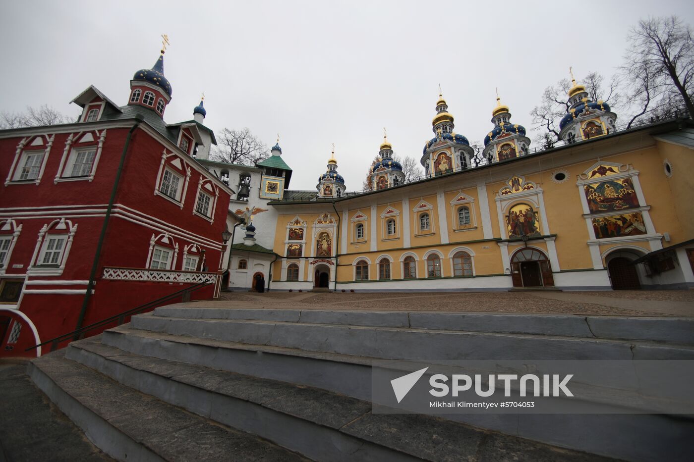 Russian President Vladimir Putin visits Pskov-Caves Monastery