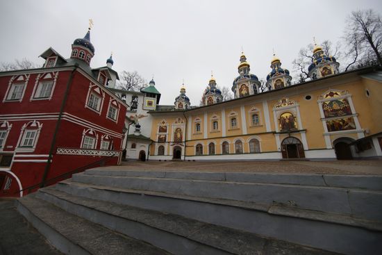 Russian President Vladimir Putin visits Pskov-Caves Monastery