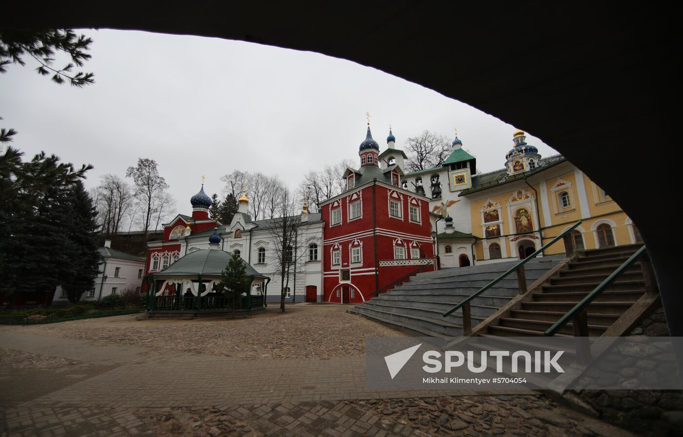 Russian President Vladimir Putin visits Pskov-Caves Monastery