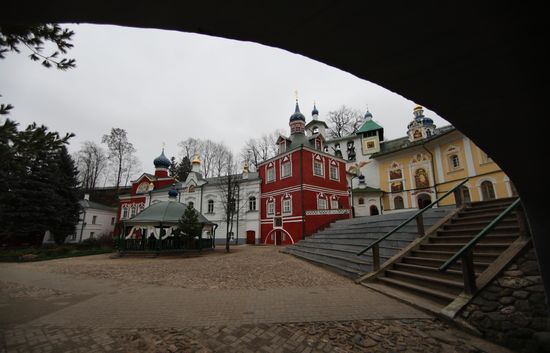 Russian President Vladimir Putin visits Pskov-Caves Monastery