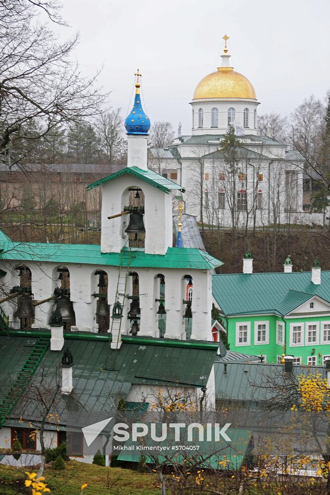 Russian President Vladimir Putin visits Pskov-Caves Monastery