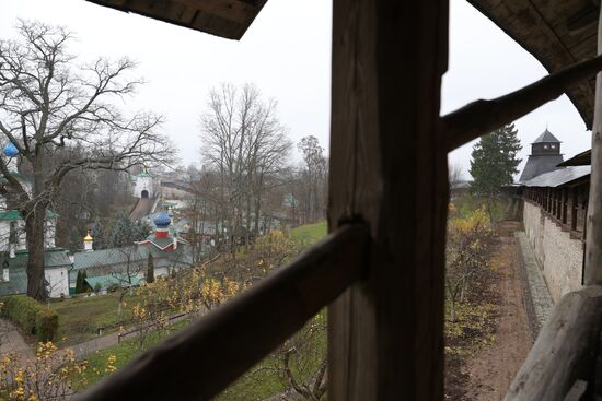 Russian President Vladimir Putin visits Pskov-Caves Monastery