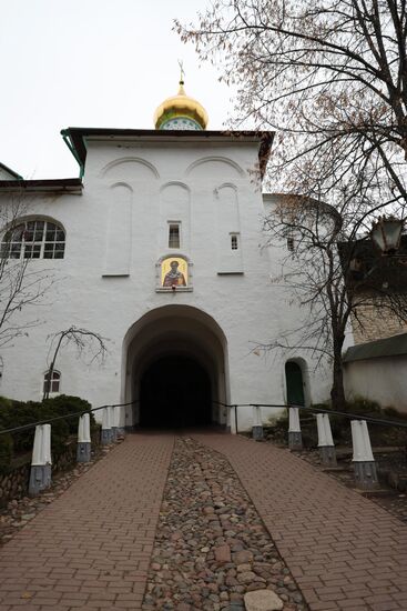 Russian President Vladimir Putin visits Pskov-Caves Monastery