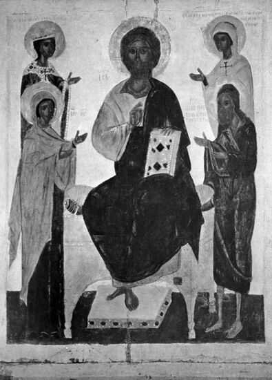 Icon 'Deesis with St Barbara and Paraskeva'