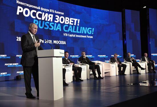 President Vladimir Putin attends VTB Capital Russia Calling Investment Forum