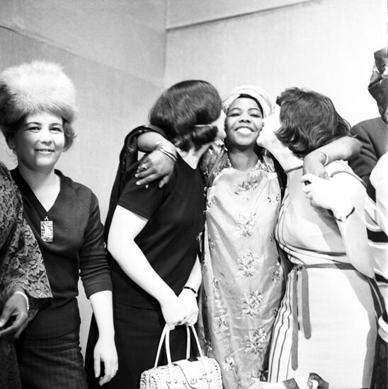 General secretary of All-African Women's Union Jeanne Martin Cisse visits USSR