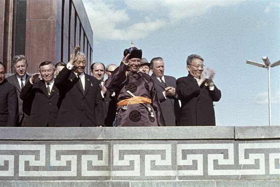 Chairman of the Presidium of the USSR's Supreme Soviet Nikolai Podgorny in Mongolia
