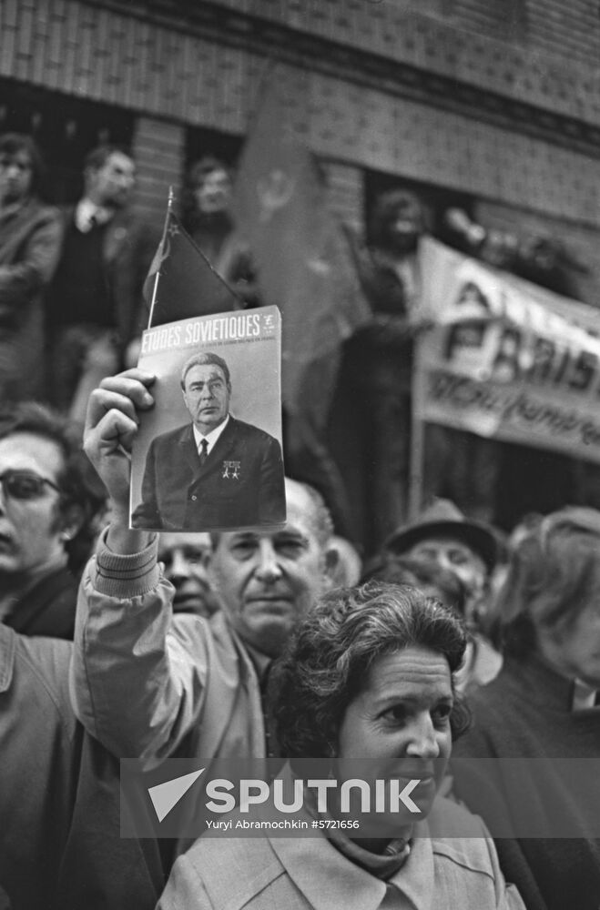 Communist Party Secretary General Leonid Brezhnev visits France