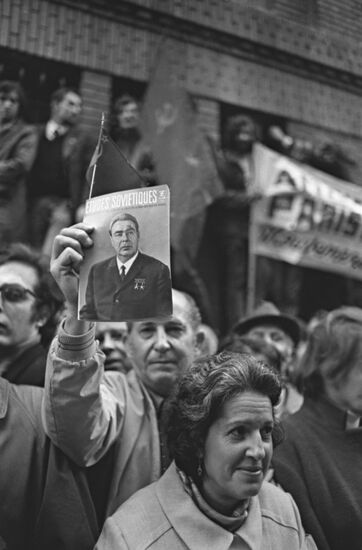 Communist Party Secretary General Leonid Brezhnev visits France