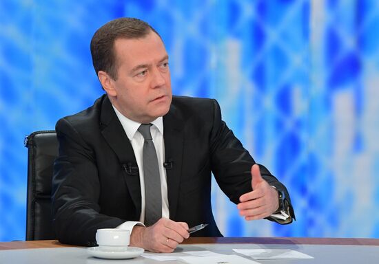 Prime Minister Dmitry Medvedev gives interview to five Russian television channels on the year's results