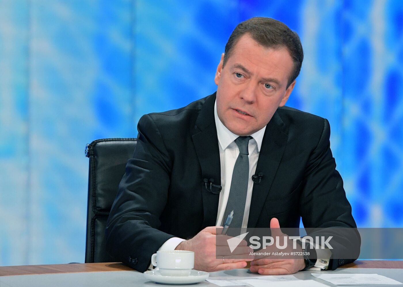 Prime Minister Dmitry Medvedev gives interview to five Russian television channels on the year's results