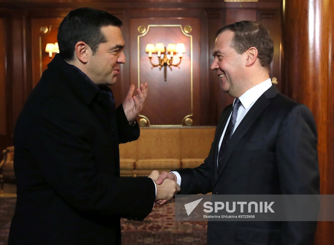Prime Minister Dmitry Medvedev meets with Prime Minister of Grees Alexis Tsipras