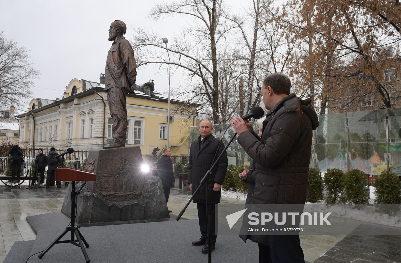 President Vladimir Putin attends unveiling ceremony for monument to writer Alexander Solzhenitsyn