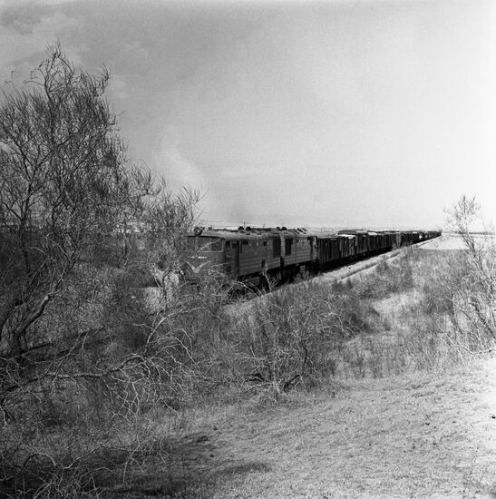 Train in the Karakum Desert