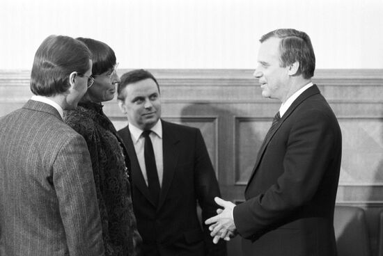 Minister for Energy of Sweden Birgitta Dahl on visit to USSR