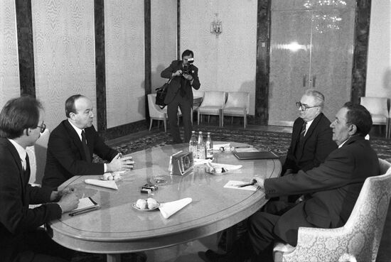 Ambassador of Switzerland to USSR F. Pianca and Andrei Gromyko