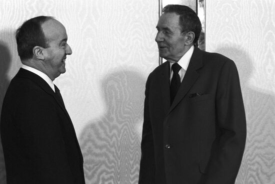 Ambassador of Switzerland to USSR F. Pianca and Andrei Gromyko