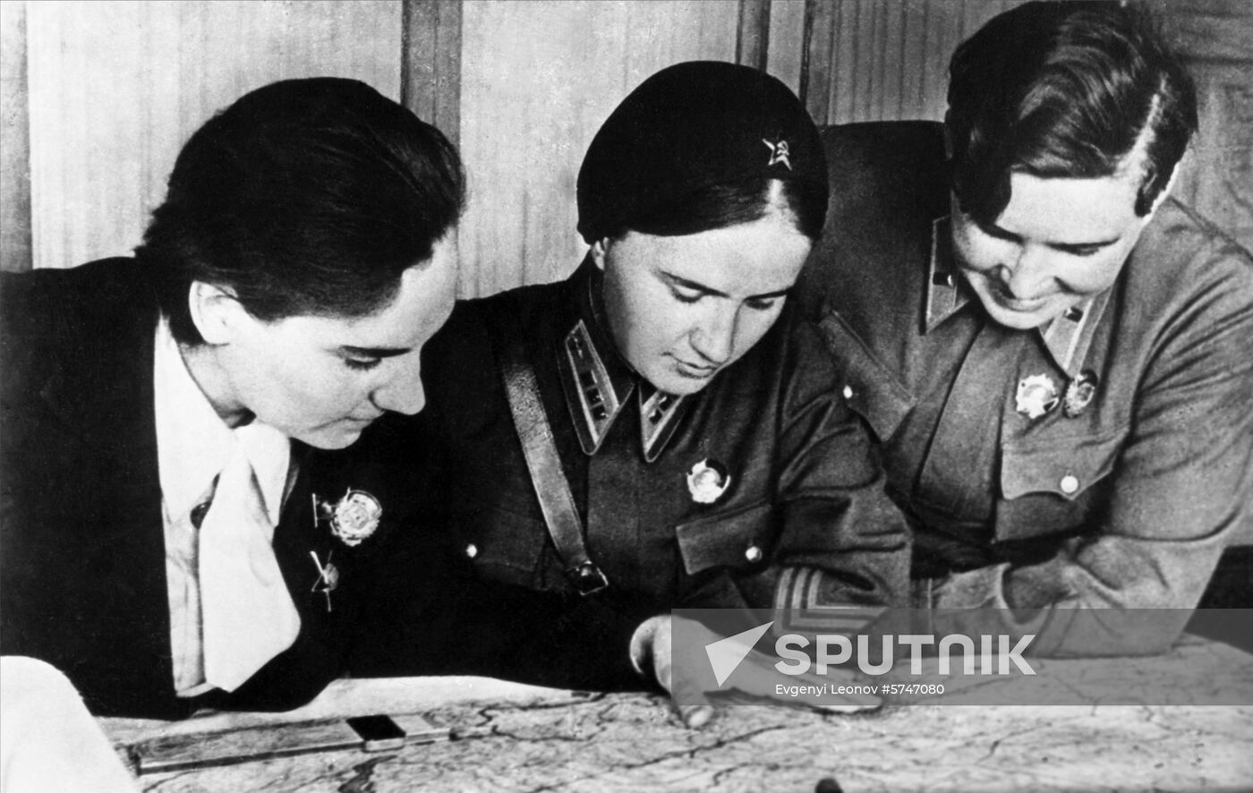 Soviet pilots Valentina Grizodubova, Polina Osipenko and Marina Raskova
