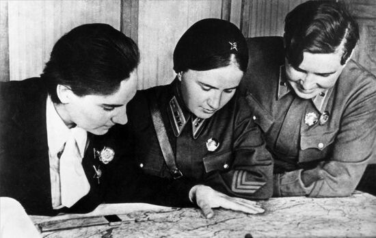 Soviet pilots Valentina Grizodubova, Polina Osipenko and Marina Raskova