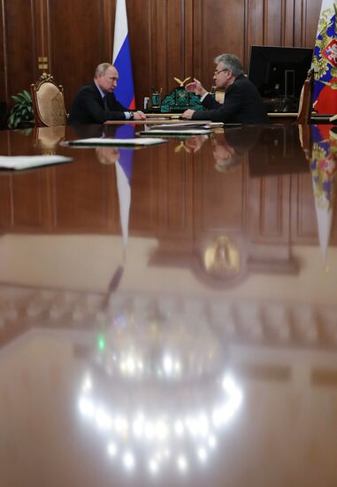 President Vladimir Putin meets with Russian Academy of Sciences President Alexander Sergeyev
