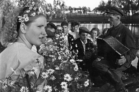 Collective farm young people during free time