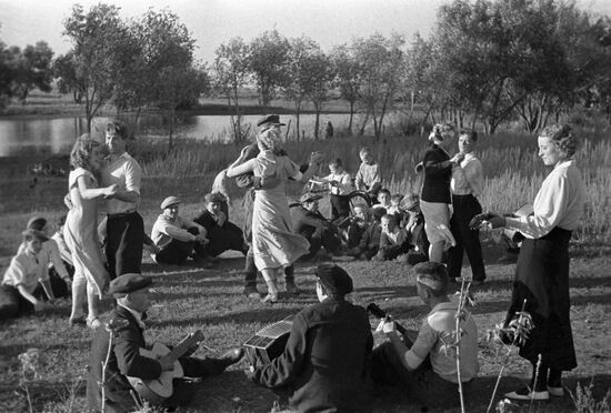 Collective farm young people during free time