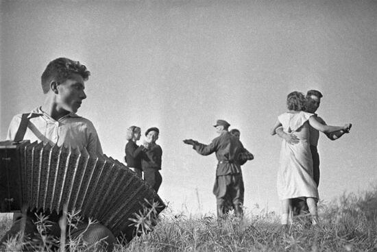 Collective farm young people during free time
