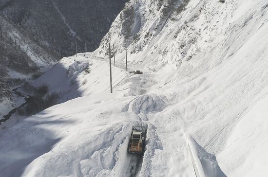 Russia Transcaucasian Road Snow