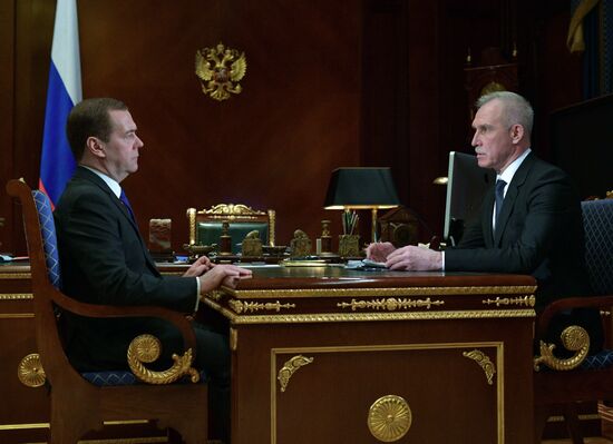 Prime Minister Dmitry Medvedev meets with Ulyanovsk Region Governor Sergei Morozov