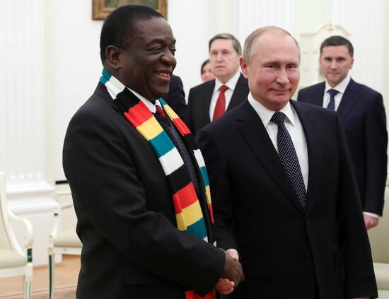 President Vladimir Putin meets with President of Zimbabwe Emmerson Mnangagwa