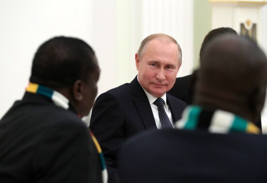 President Vladimir Putin meets with President of Zimbabwe Emmerson Mnangagwa