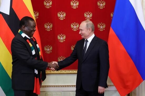 President Vladimir Putin meets with President of Zimbabwe Emmerson Mnangagwa