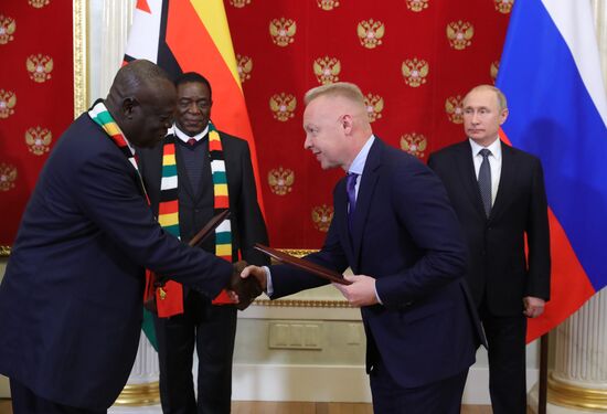 President Vladimir Putin meets with President of Zimbabwe Emmerson Mnangagwa