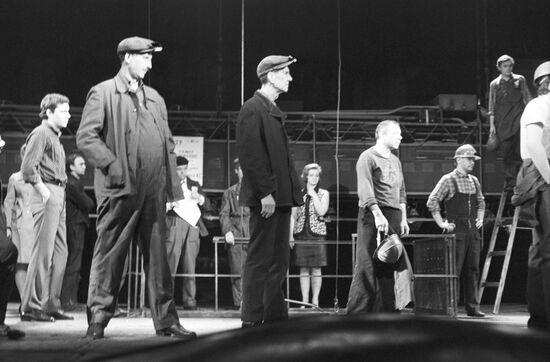 Scene from play Steelmakers at Gorky Moscow Academic Art Theater