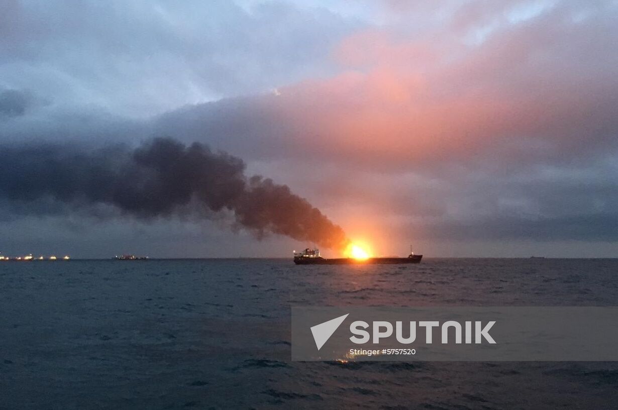 Russia Crimea Ships Fire