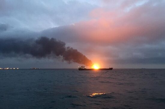 Russia Crimea Ships Fire